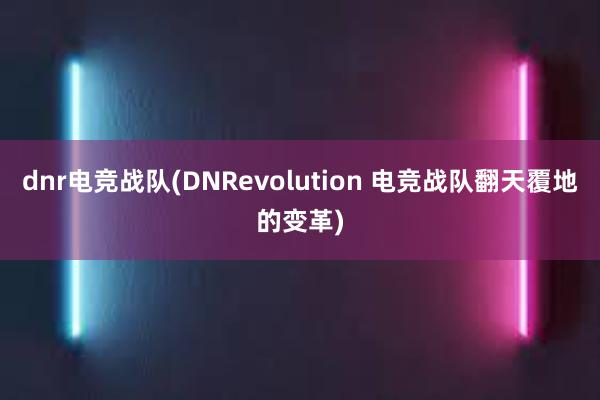 dnr电竞战队(DNRevolution 电竞战队翻天覆地的变革)