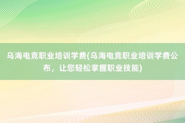 乌海电竞职业培训学费(乌海电竞职业培训学费公布，让您轻松掌握职业技能)