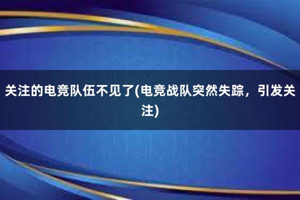 关注的电竞队伍不见了(电竞战队突然失踪，引发关注)