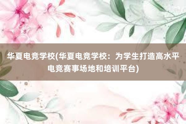 华夏电竞学校(华夏电竞学校：为学生打造高水平电竞赛事场地和培训平台)