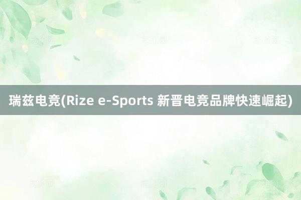 瑞兹电竞(Rize e-Sports 新晋电竞品牌快速崛起)