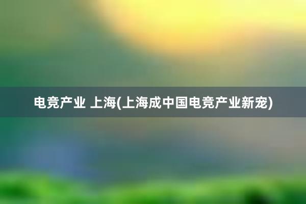 电竞产业 上海(上海成中国电竞产业新宠)