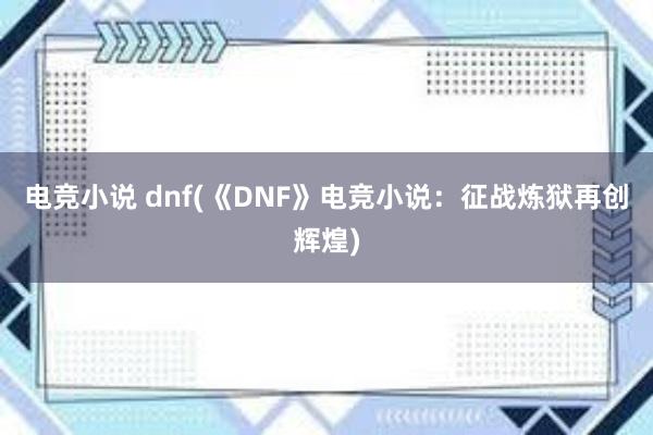 电竞小说 dnf(《DNF》电竞小说：征战炼狱再创辉煌)