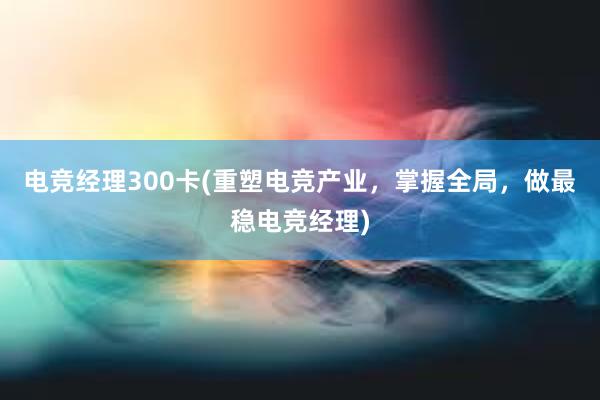 电竞经理300卡(重塑电竞产业，掌握全局，做最稳电竞经理)