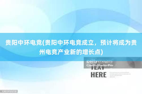 贵阳中环电竞(贵阳中环电竞成立，预计将成为贵州电竞产业新的增长点)