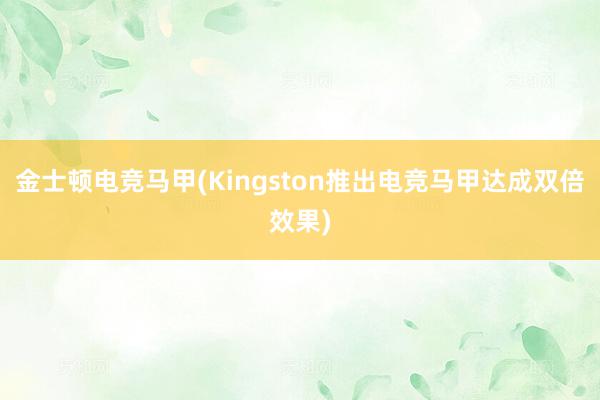 金士顿电竞马甲(Kingston推出电竞马甲达成双倍效果)