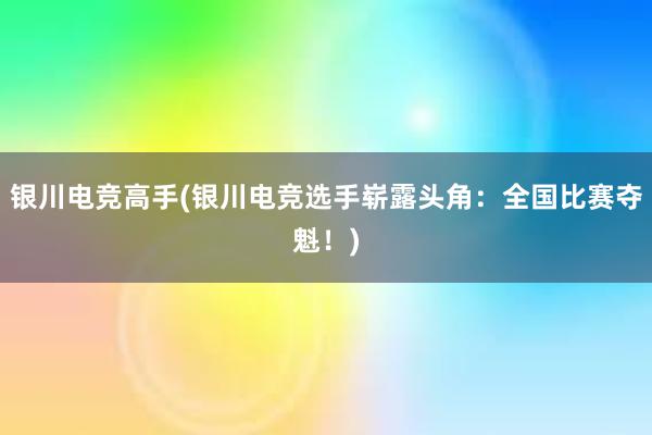 银川电竞高手(银川电竞选手崭露头角：全国比赛夺魁！)