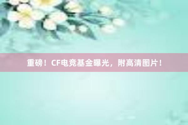 重磅！CF电竞基金曝光，附高清图片！