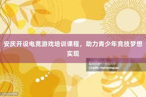 安庆开设电竞游戏培训课程，助力青少年竞技梦想实现