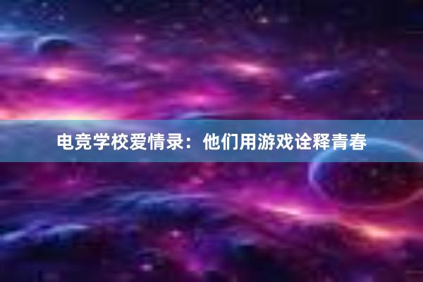 电竞学校爱情录：他们用游戏诠释青春